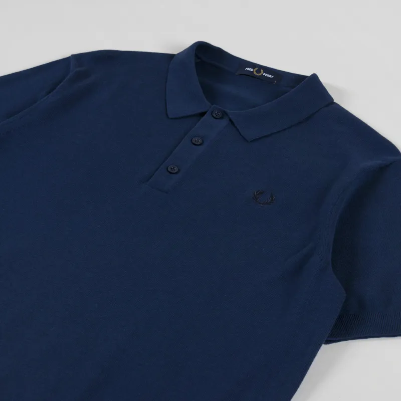 Fred Perry Cotton Knitted Shirt Tennis Blue-1