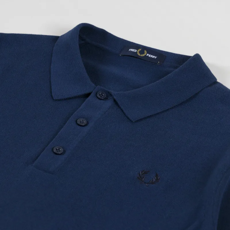Fred Perry Cotton Knitted Shirt Tennis Blue-2