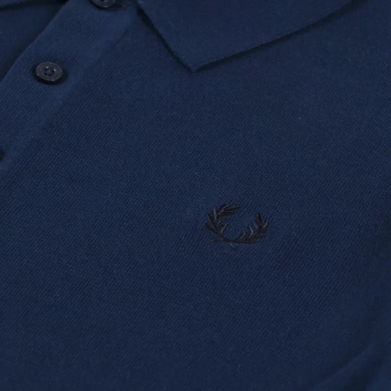 Fred Perry Cotton Knitted Shirt Tennis Blue-3