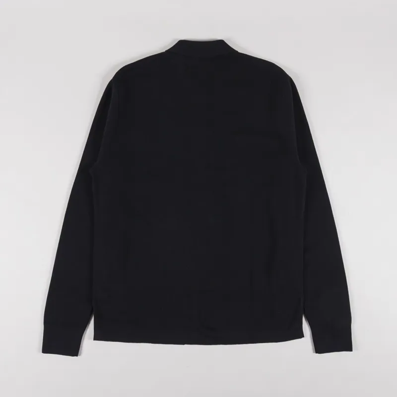 Fred Perry Button Through Knitted Shirt Black-1