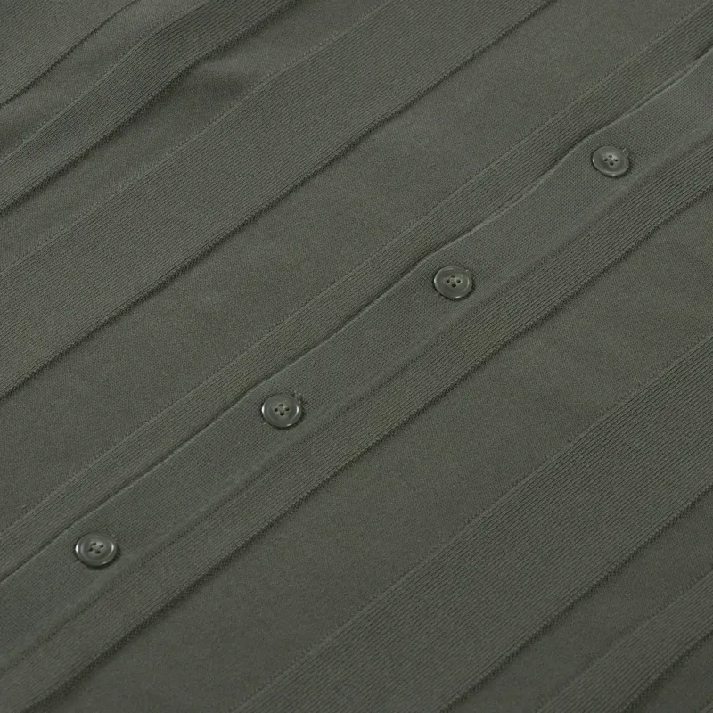 Fred Perry Button Through Knitted Shirt Laurel Wreath Green-6