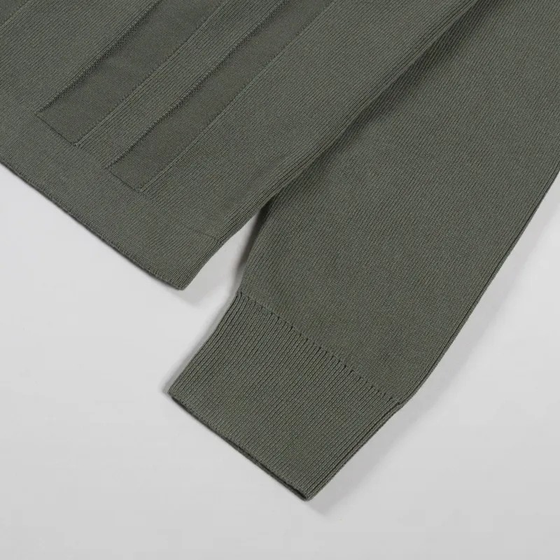 Fred Perry Button Through Knitted Shirt Laurel Wreath Green-7