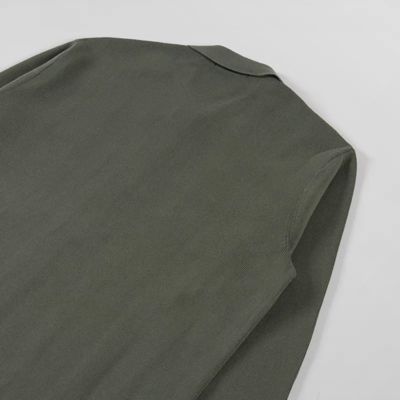 Fred Perry Button Through Knitted Shirt Laurel Wreath Green-3