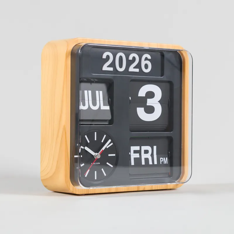 Karlsson Mini Flip Wall Clock Light Wood Veneer-2
