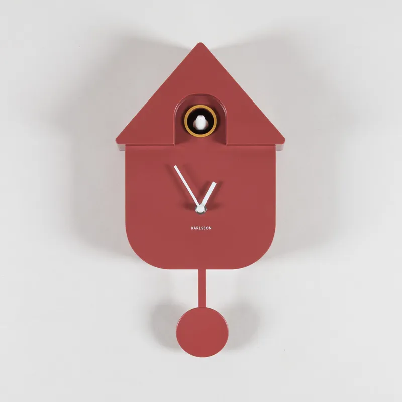 Karlsson Modern Cuckoo Wall Clock Ochre Red