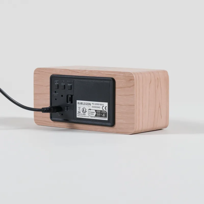 Karlsson Block Phone Charger Alarm Clock Light Wood Veneer-4