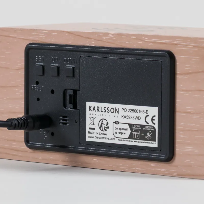 Karlsson Block Phone Charger Alarm Clock Light Wood Veneer-6