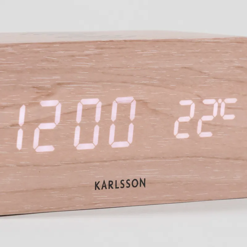 Karlsson Block Phone Charger Alarm Clock Light Wood Veneer-5