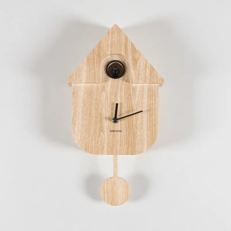Karlsson Modern Cuckoo Wall Clock Light Wood Print
