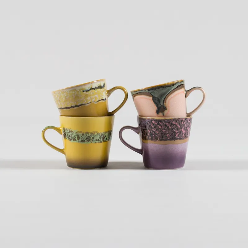 HKLIVING 70s Ceramics Americano Mugs Radiant 4 Pack