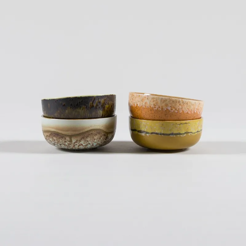 HKLIVING 70s Ceramics Tapas Bowls Rift 4 Pack