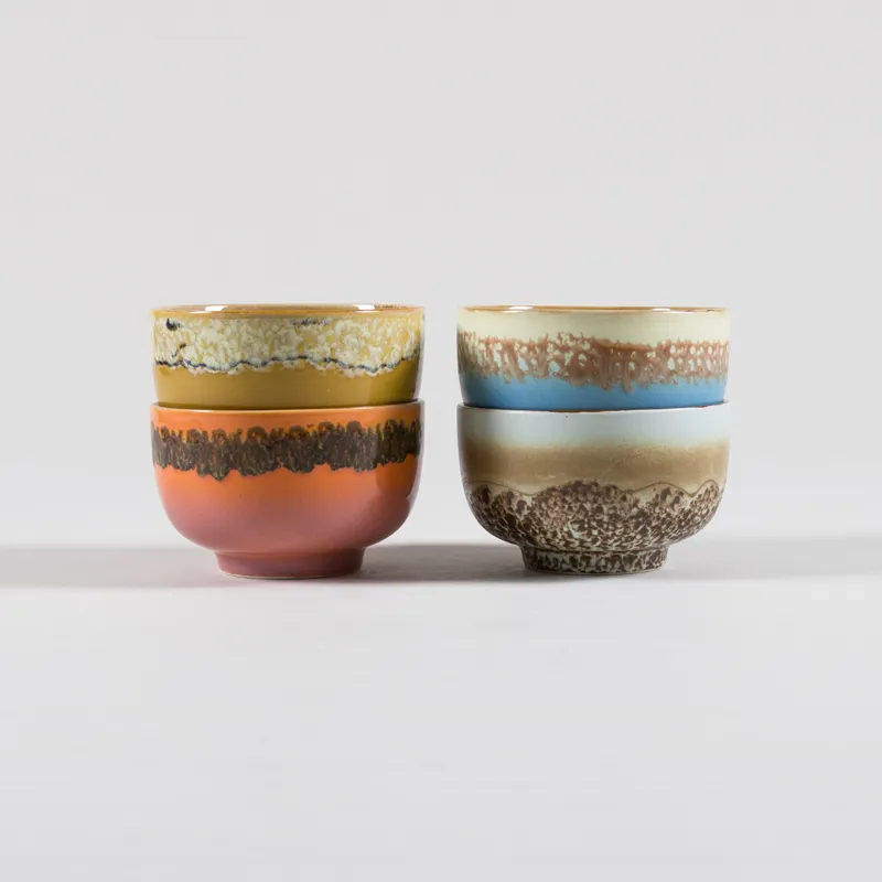 HKLIVING 70s Ceramics Noodle Bowls Seabreeze 4 Pack