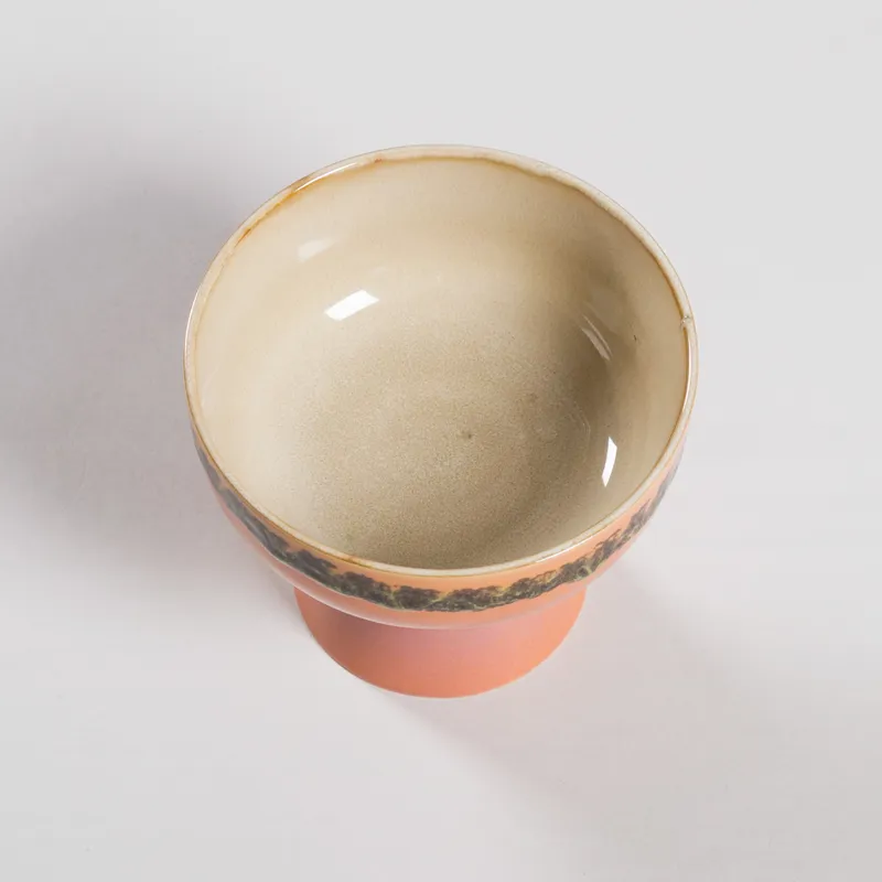 HKLIVING 70s Ceramics Large Tapas Bowl On Base Lush-1