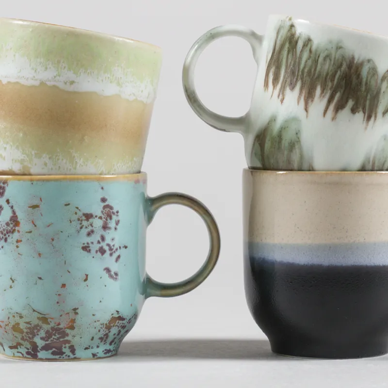 HKLIVING 70s Ceramics Cafe Mugs Abstract 4 Pack-1