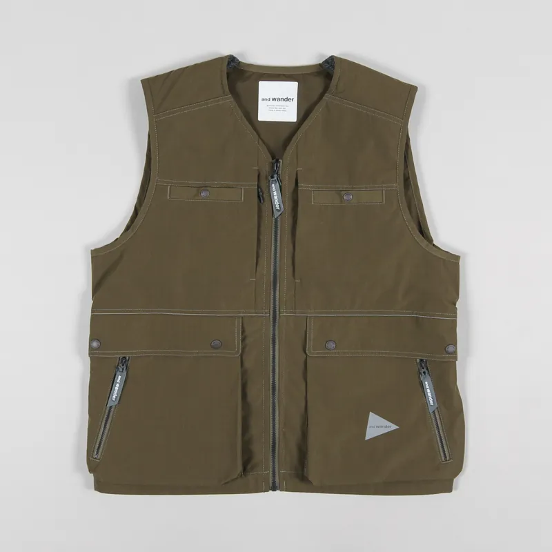 And Wander Mens Kevlar Utility Vest Khaki Green Gilet