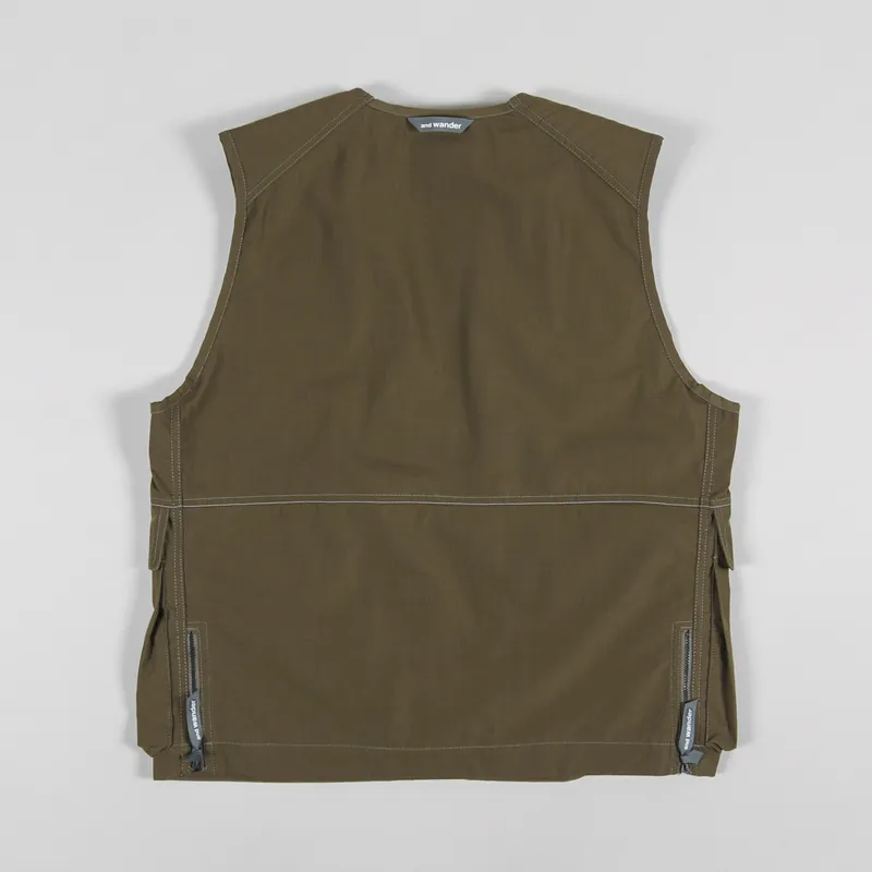 And Wander Mens Kevlar Utility Vest Khaki Green Gilet