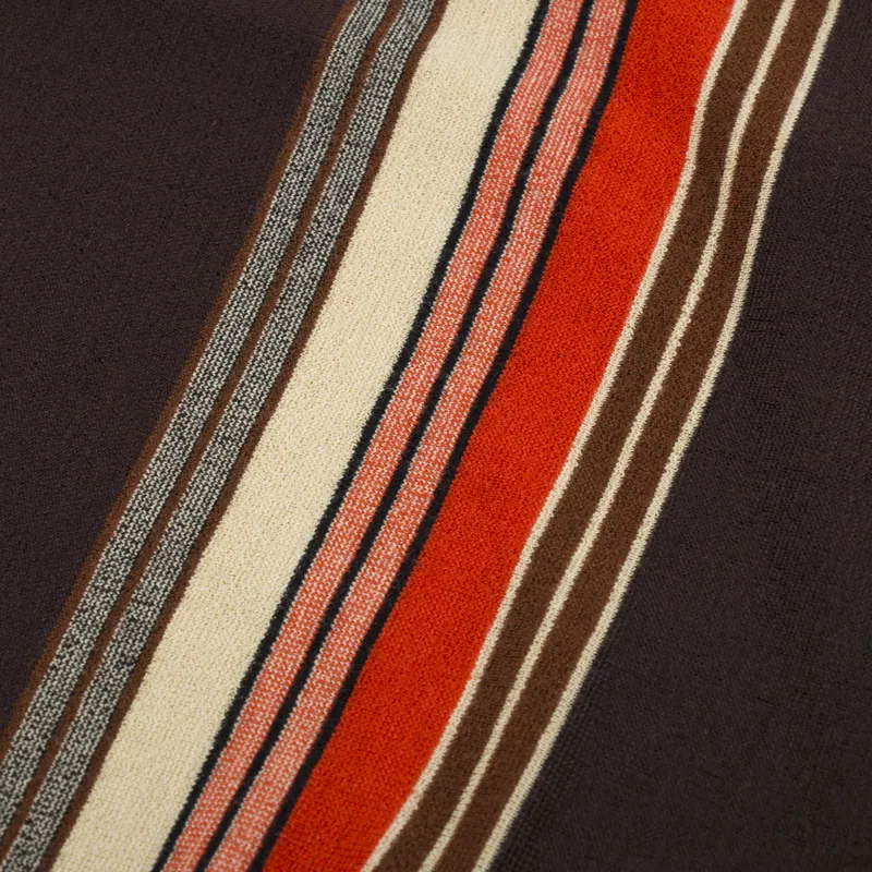 Beams Plus Stripe Knit Polo Shirt Dark Brown-6