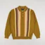 Beams Plus Stripe Knit Polo Shirt Mustard