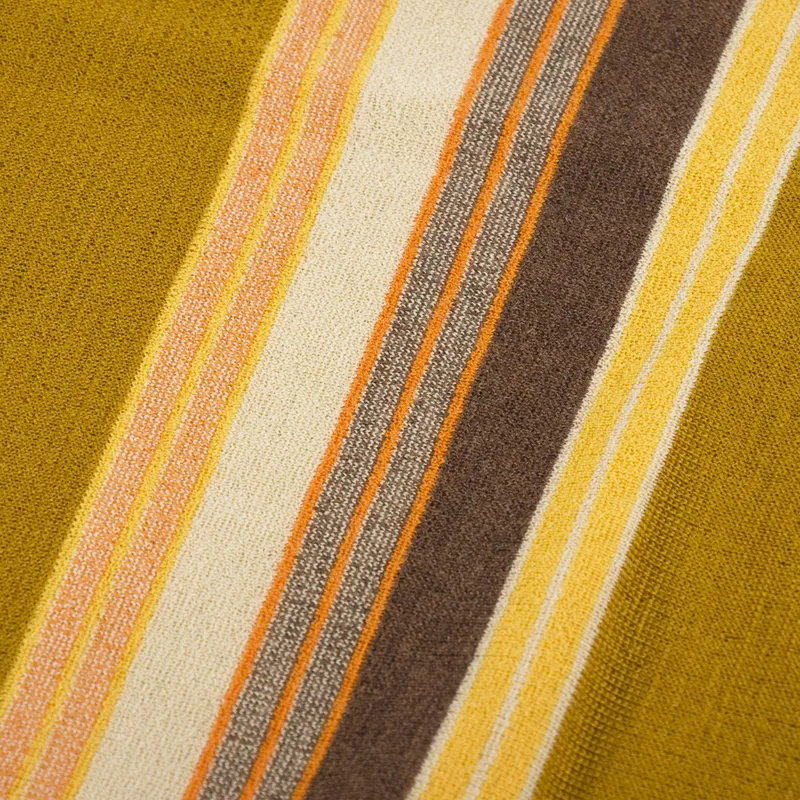 Beams Plus Stripe Knit Polo Shirt Mustard-6