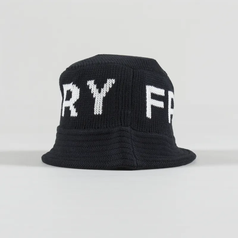 Fred Perry Knitted Bucket Hat Black Snow White-1