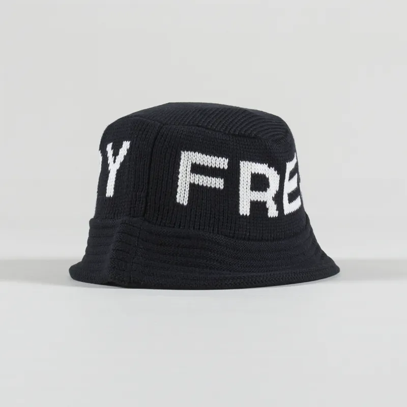 Fred Perry Knitted Bucket Hat Black Snow White-2