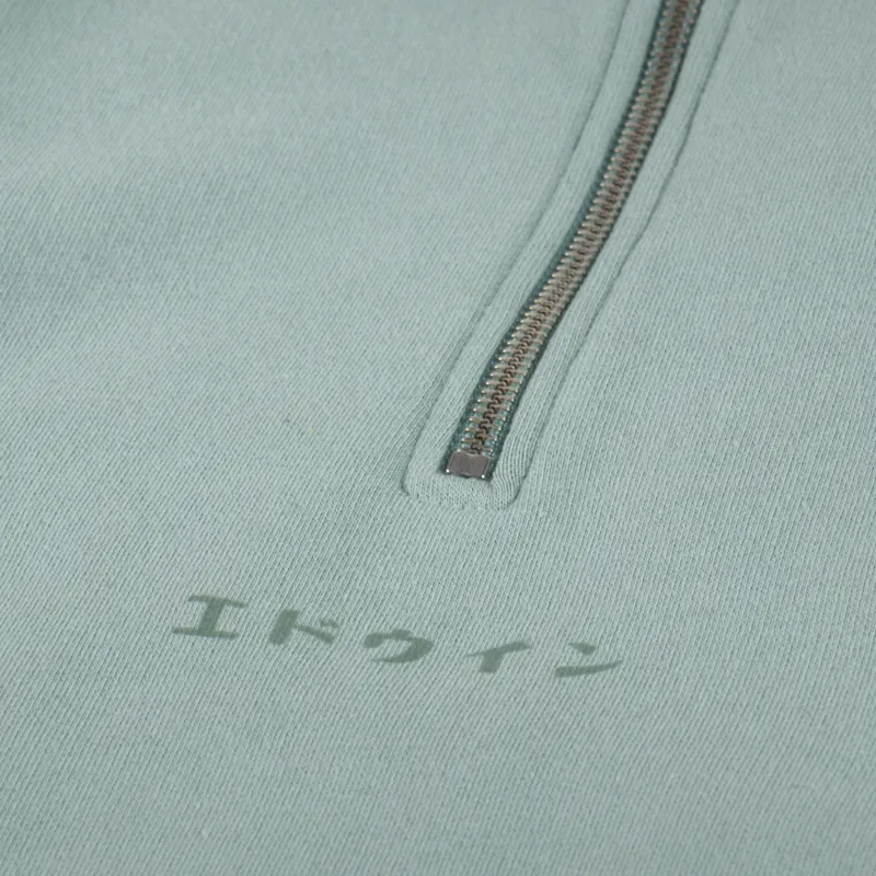 Edwin Koji Half Zip Sweatshirt Iceberg Green-3