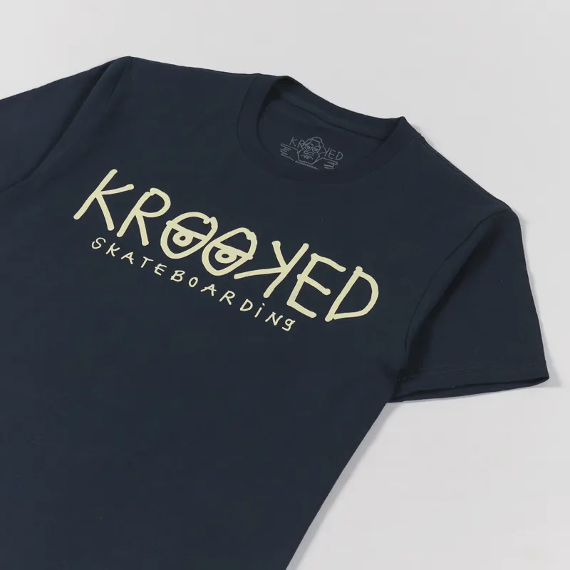 Krooked Skateboards Mens Short Sleeve Eyes T Shirt Navy