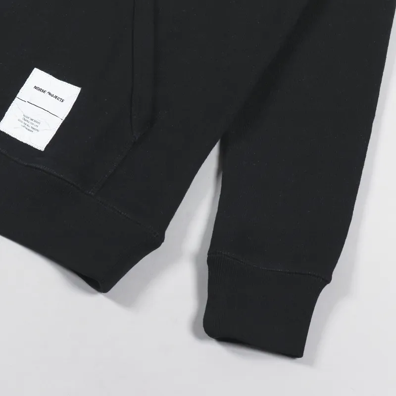 Norse Projects Kristian Tab Series Hoodie Black-3