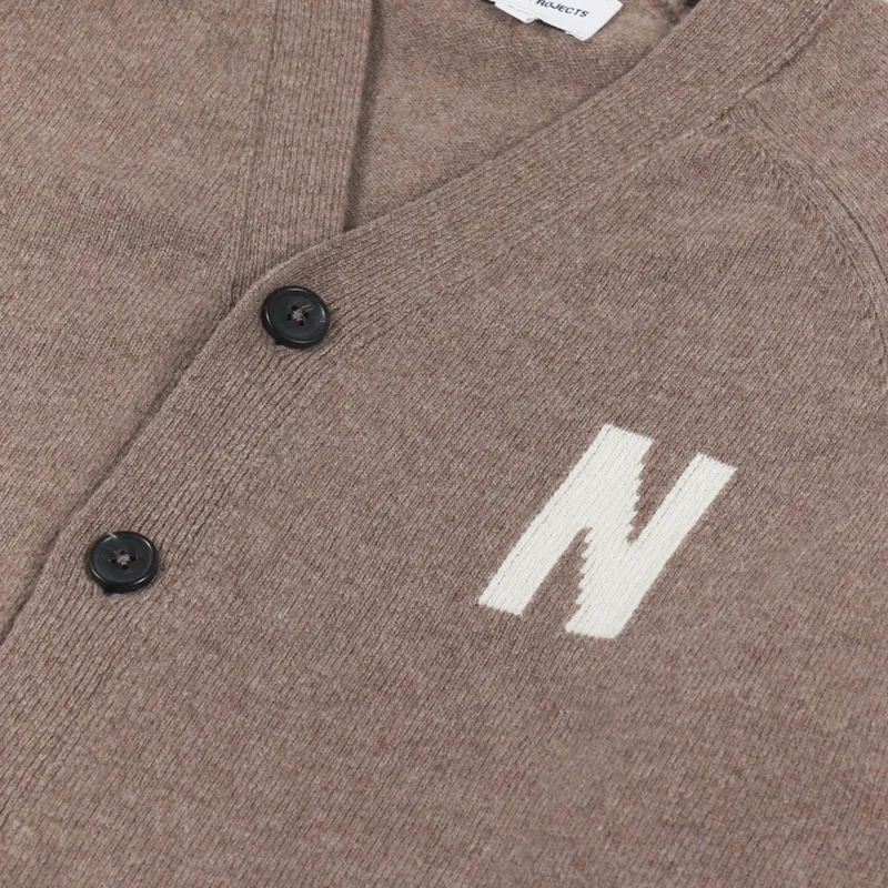 Norse Projects Kasper N Intarsia Cardigan Utility Khaki-8