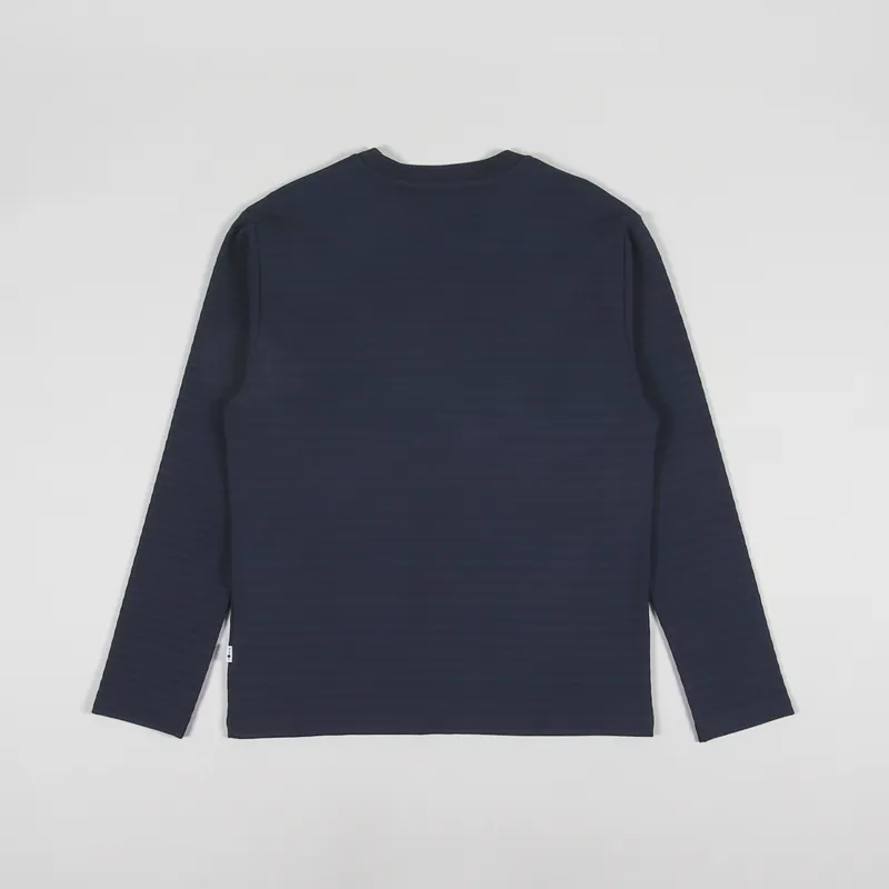 No Nationality 07 Mens Kurt Long Sleeve T Shirt Navy Blue Stripe