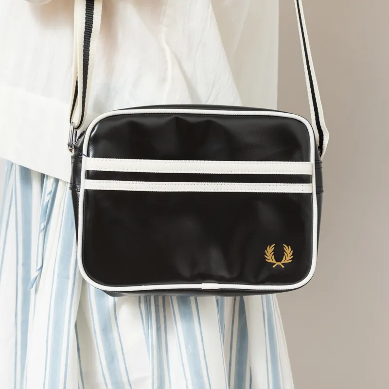 Fred Perry Womens Classic Mini Shoulder Bag Black Ecru-2