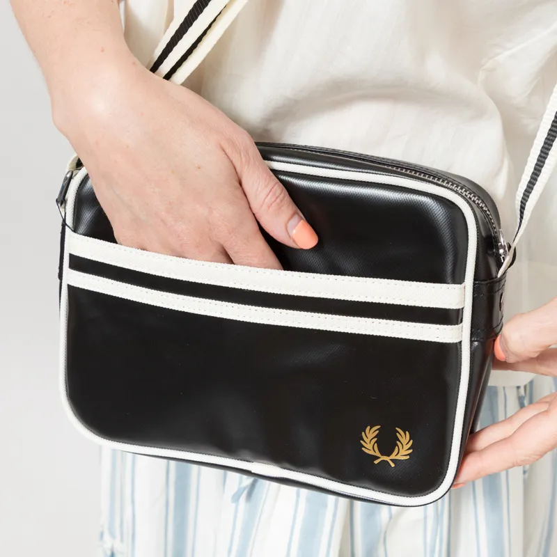Fred Perry Womens Classic Mini Shoulder Bag Black Ecru-3