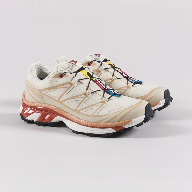 Salomon Womens XT-6 GORE-TEX Shoes Almond Milk Clay Burnt Ochre
