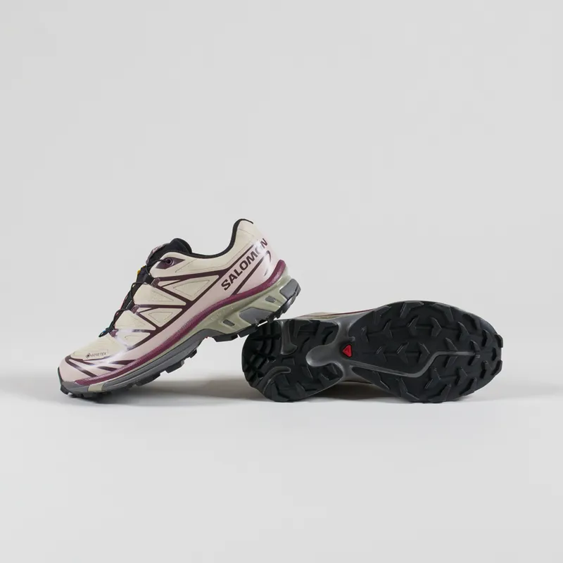 Salomon Womens XT-6 GORE-TEX Shoes White Pepper Shadow Gray Huckleberry-3