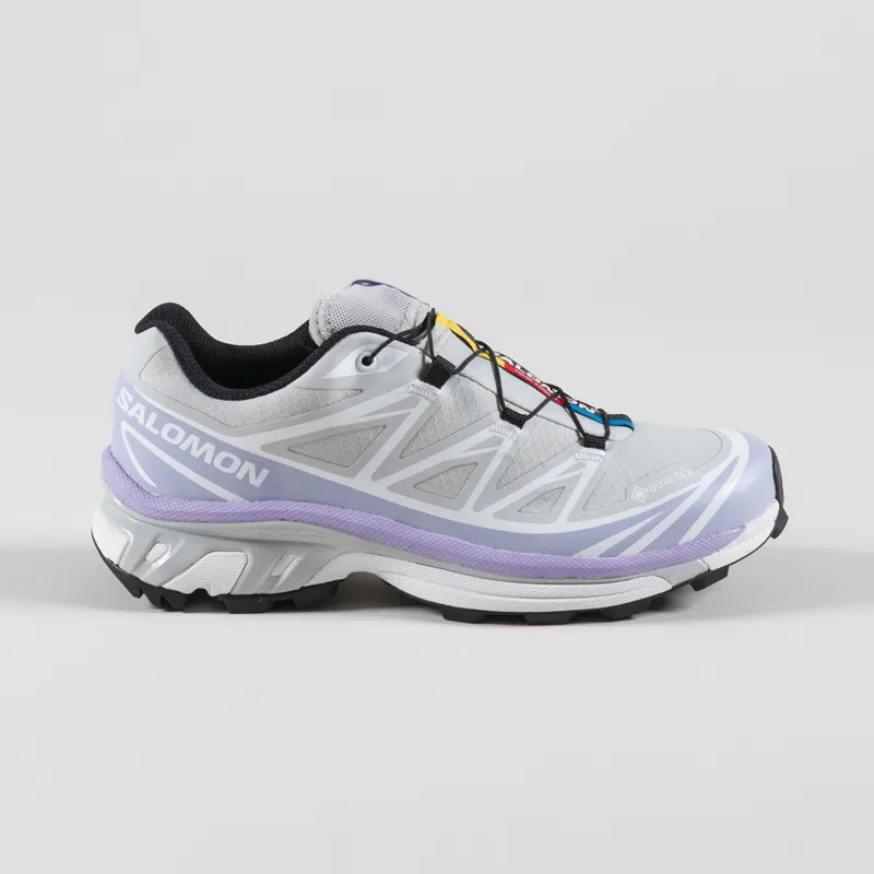 Salomon Womens XT-6 GORE-TEX Shoes Gray Violet Cosmic Sky White-2