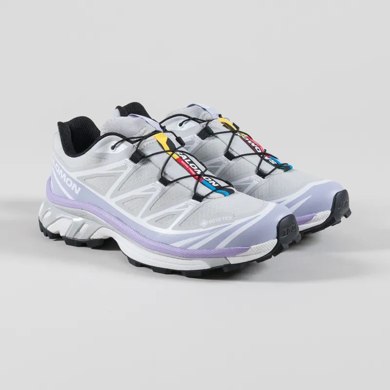 Salomon Womens XT-6 GORE-TEX Shoes Gray Violet Cosmic Sky White