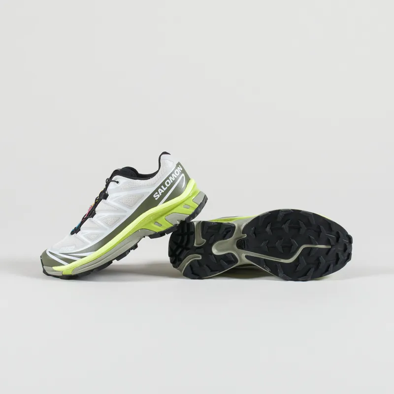 Salomon Womens XT-6 Shoes Lunar Rock Deep Lichen Green Bright Chartreuse-3