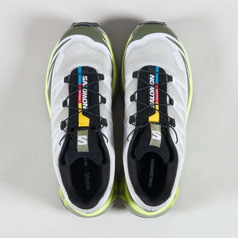 Salomon Womens XT-6 Shoes Lunar Rock Deep Lichen Green Bright Chartreuse-6