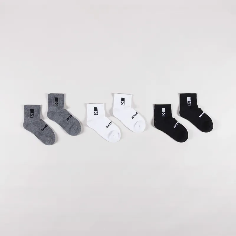 Salomon Womens Everyday Ankle Socks Black White Grey Melange
