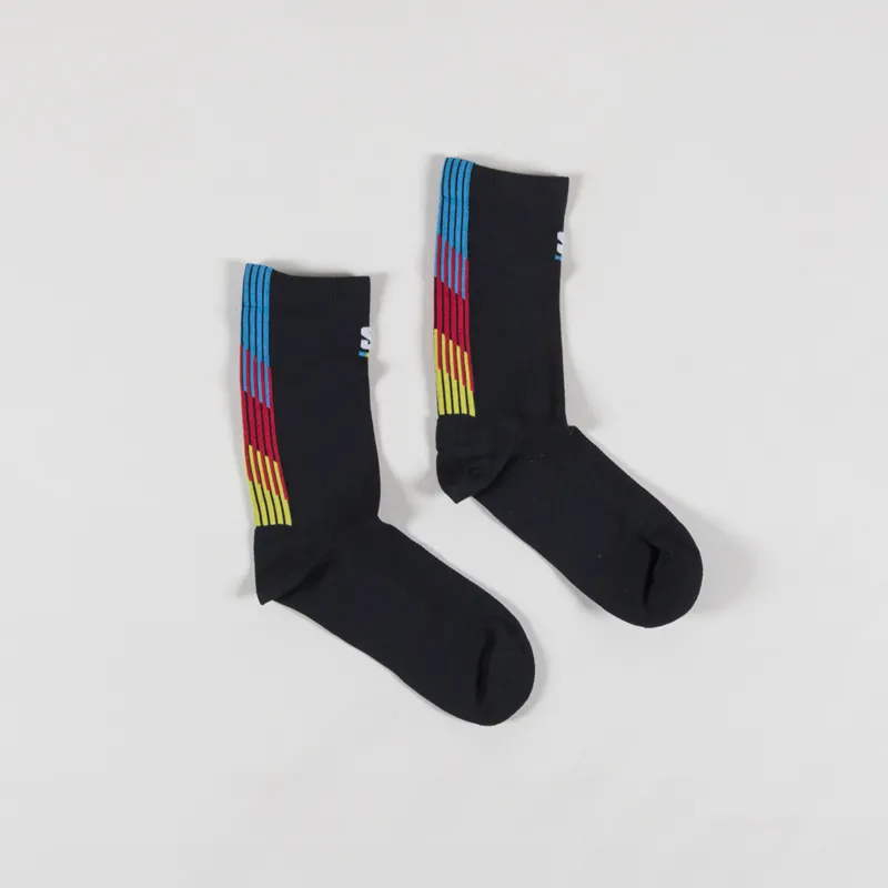 Salomon Mens Pulse Race Flag Crew Sports Logo Socks Black