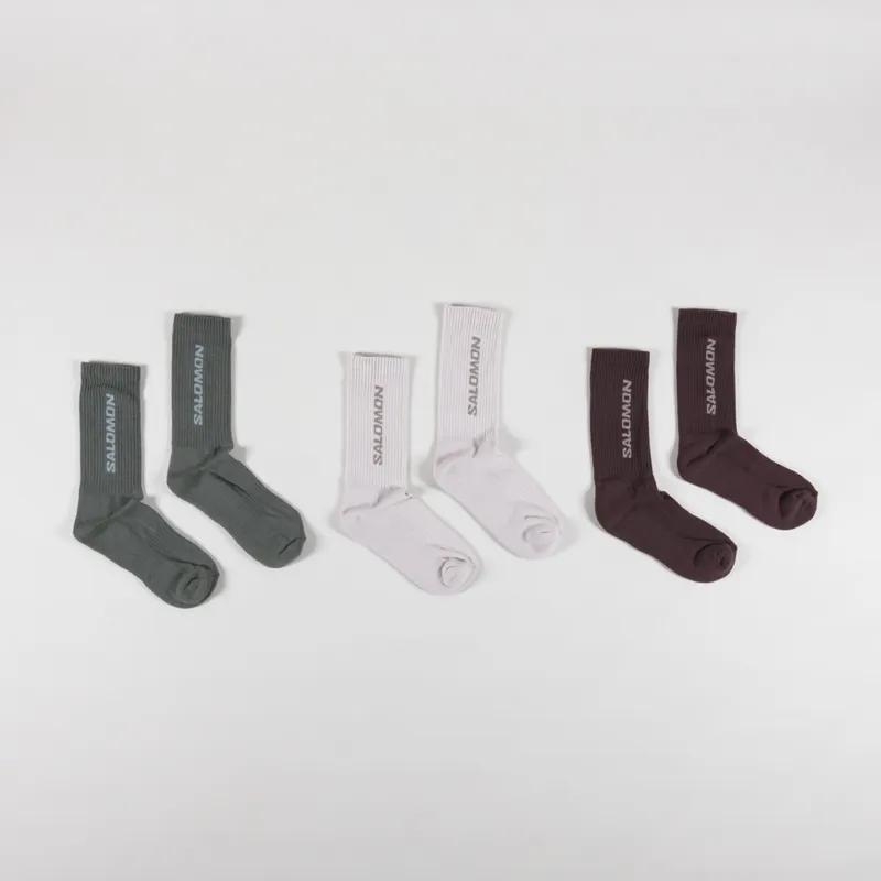 Salomon Everyday Crew Socks Silver Cloud Sedona Sage French Roast
