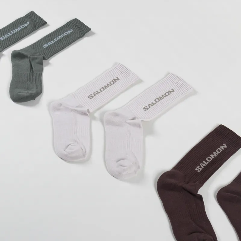 Salomon Everyday Crew Socks Silver Cloud Sedona Sage French Roast-1