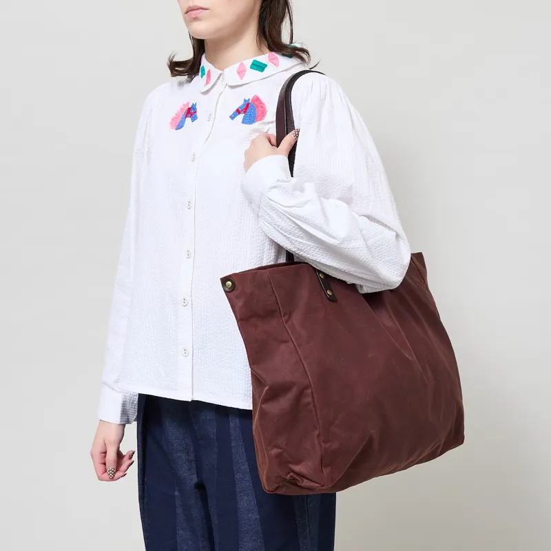 Kate Sheridan Womens Midi Waxed Tote Bag Chestnut-2