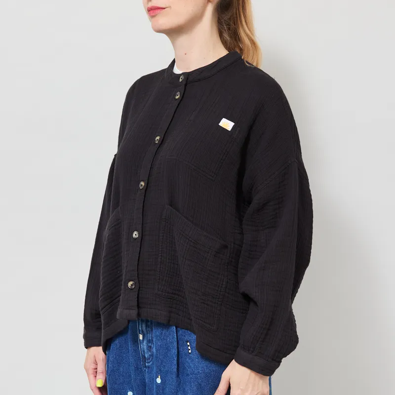 L.F. Markey Womens Longline Chore Coat Gauze Black-1