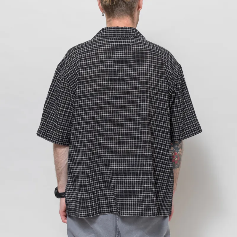 Cafe Mountain Loose Check Vacation Shirt Black-2