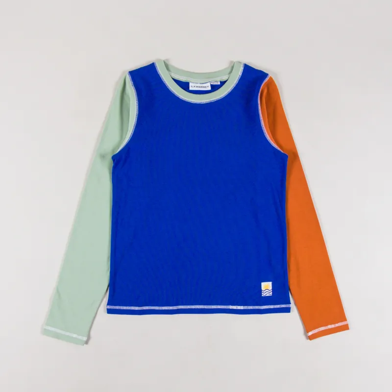 L.F. Markey Womens Luca Long Sleeve T Shirt Cobalt Patchwork