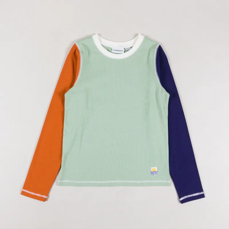 L.F. Markey Womens Luca Long Sleeve T Shirt Mint Patchwork