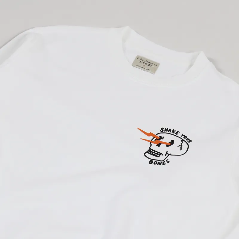 Nudie Jeans Lasse Shake Your Bones Sweat Chalk White-2