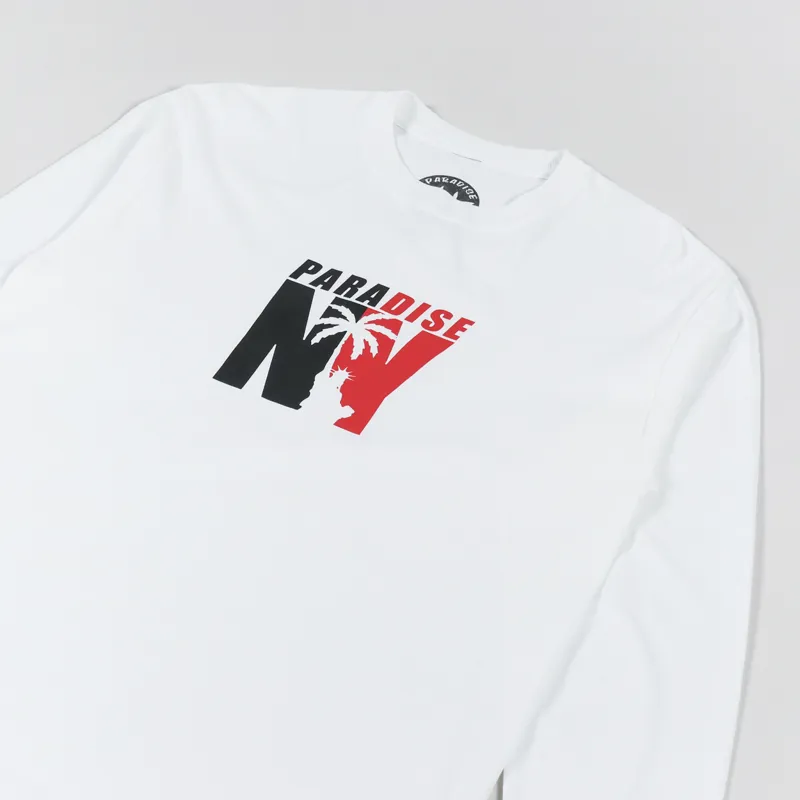 Paradise NYC Liberty Palms Long Sleeve T Shirt White-2