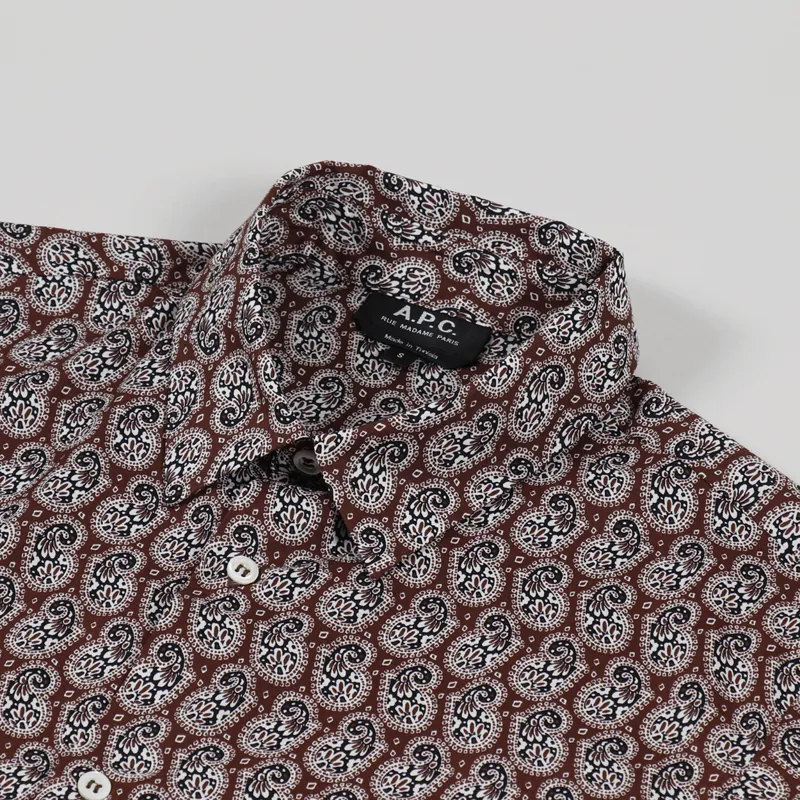 A.P.C. Leandre Short Sleeve Shirt Paisley Hazelnut-3